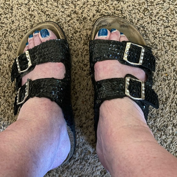 Penny & Kenny Sequined Sandals - Black - Size 8-8 1/2 - Picture 7 of 7